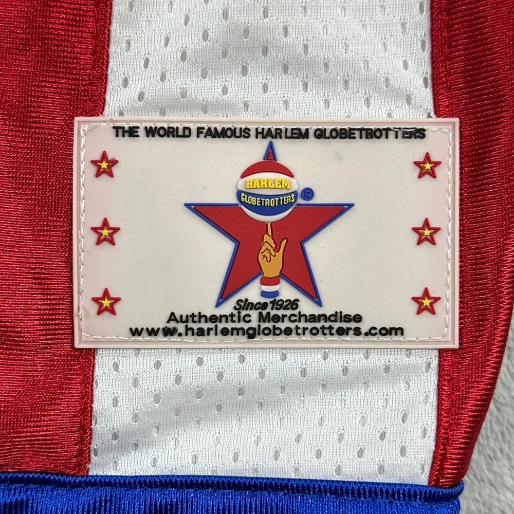Harlem Globetrotters Basketball Shorts Men M Red White Striped Mesh Star Logo